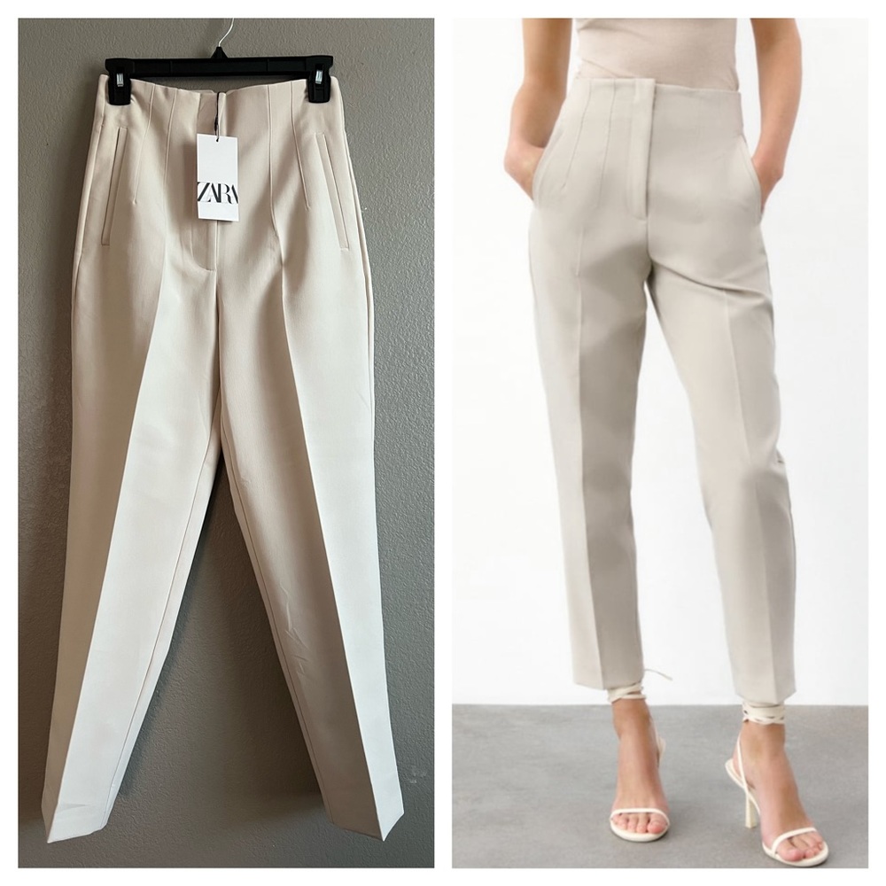 Zara cream white high waist pants